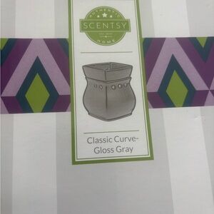 Scentsy Classic Curve Warmer - Gloss Gray with Purple and Green Accents